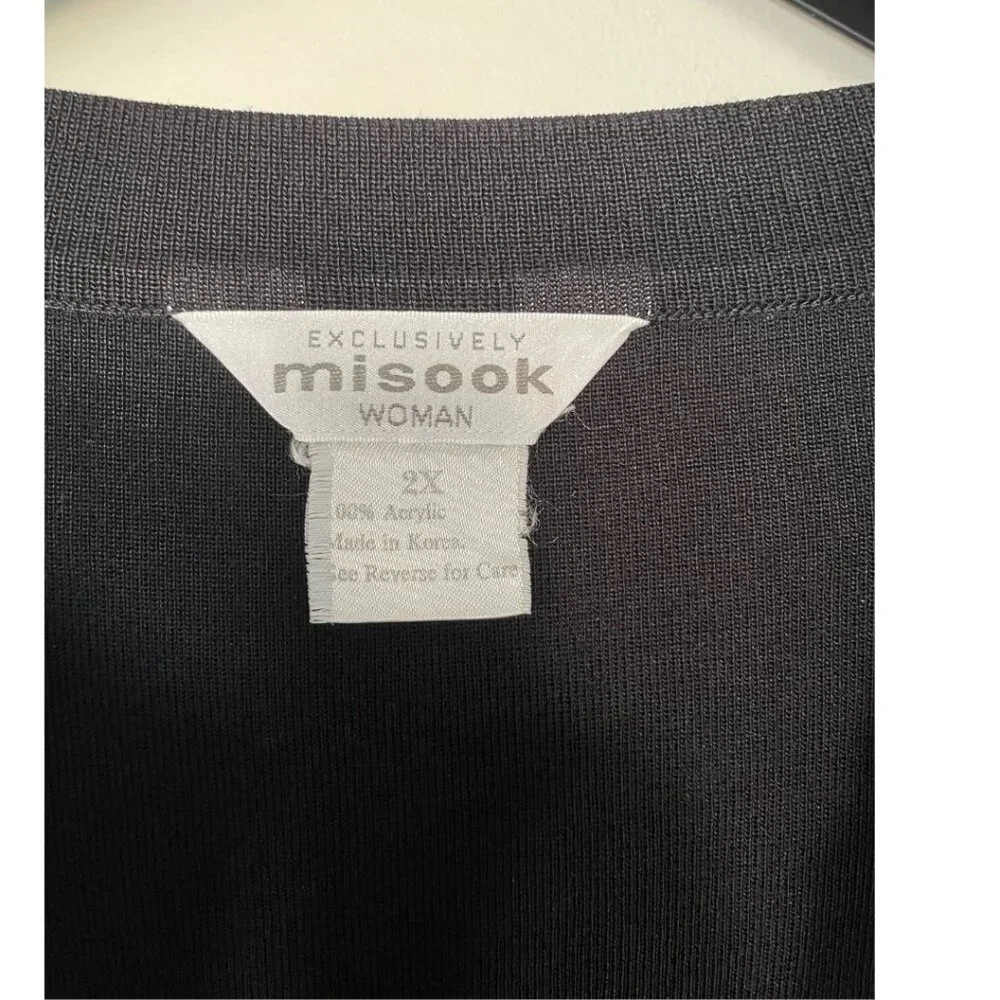 Exclusively Misook Black Cardigan Women Size 2X Open Front Long Sleeves